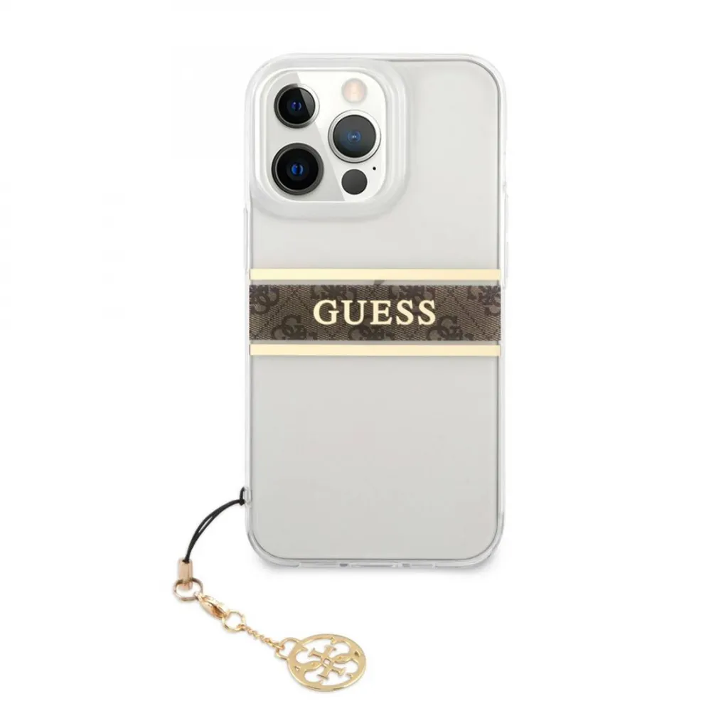 Maska Guess 4G Stripe Charm za iPhone 13 Pro 6.1 braon (GUHCP13LKB4GBR)