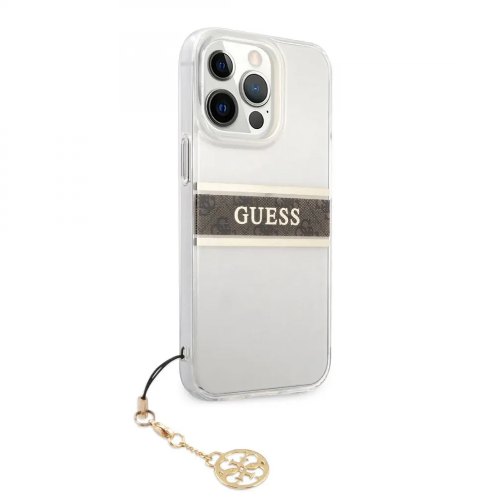 Maska Guess 4G Stripe Charm za iPhone 13 Pro 6.1 braon (GUHCP13LKB4GBR)