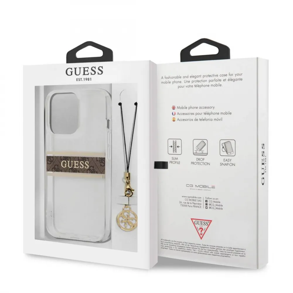 Maska Guess 4G Stripe Charm za iPhone 13 Pro 6.1 braon (GUHCP13LKB4GBR)