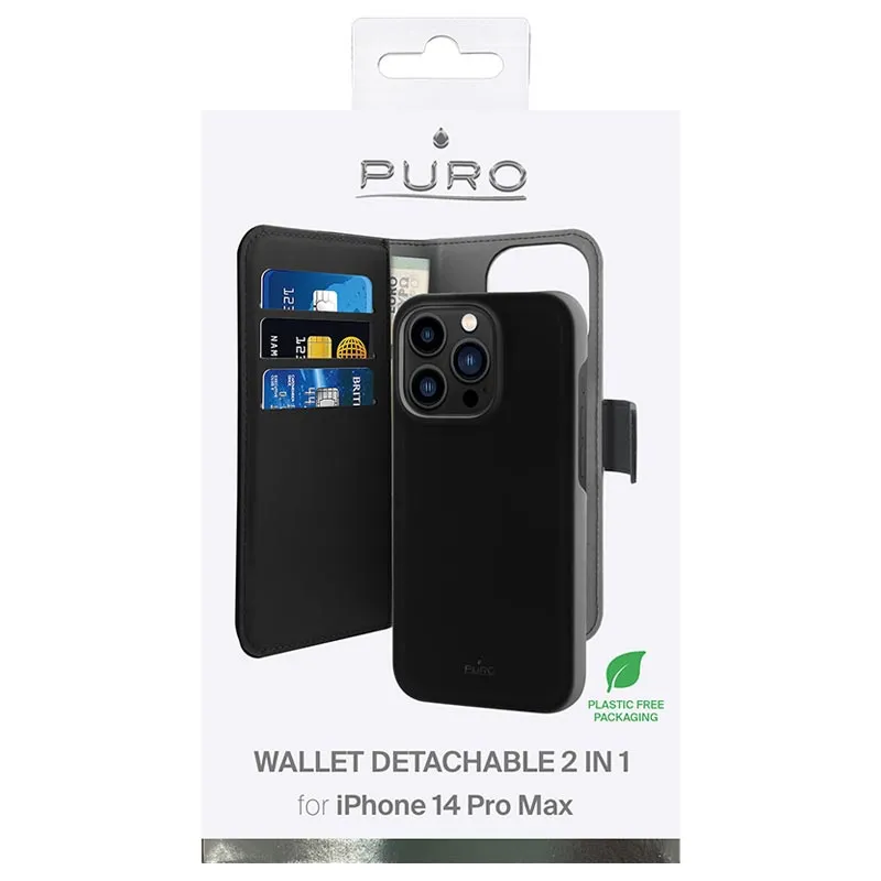 Maska Puro novcanik 2u1 za iPhone 14 Pro Max 6.7 crna