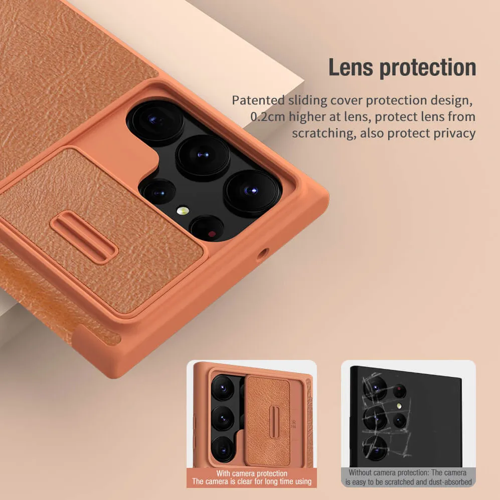Maska Nillkin Qin Pro Leather za Samsung Galaxy S23 Ultra crna