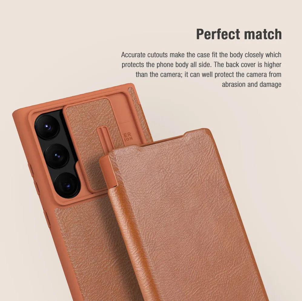 Maska Nillkin Qin Pro Leather za Samsung Galaxy S23 Ultra crna