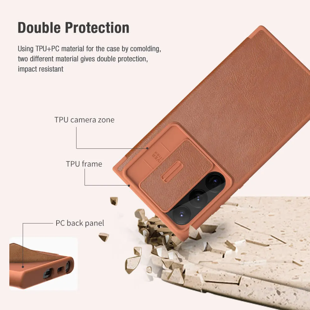 Maska Nillkin Qin Pro Leather za Samsung Galaxy S23 Ultra crna