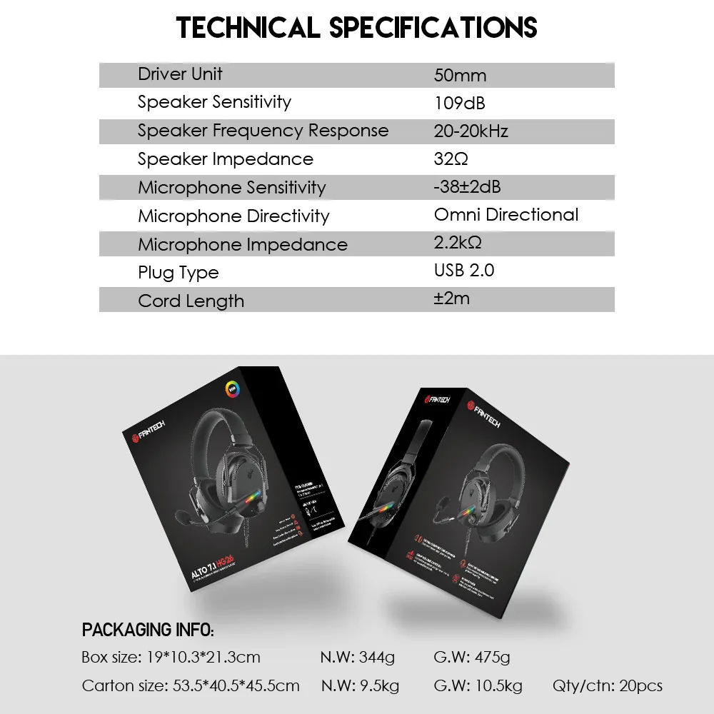 Slusalice Gaming Fantech HG26 Alto 7.1 crne
