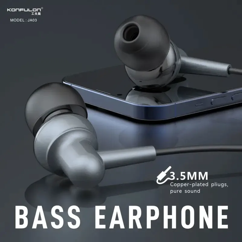 Slusalice KONFULON JA03 3.5mm crne 1.2m