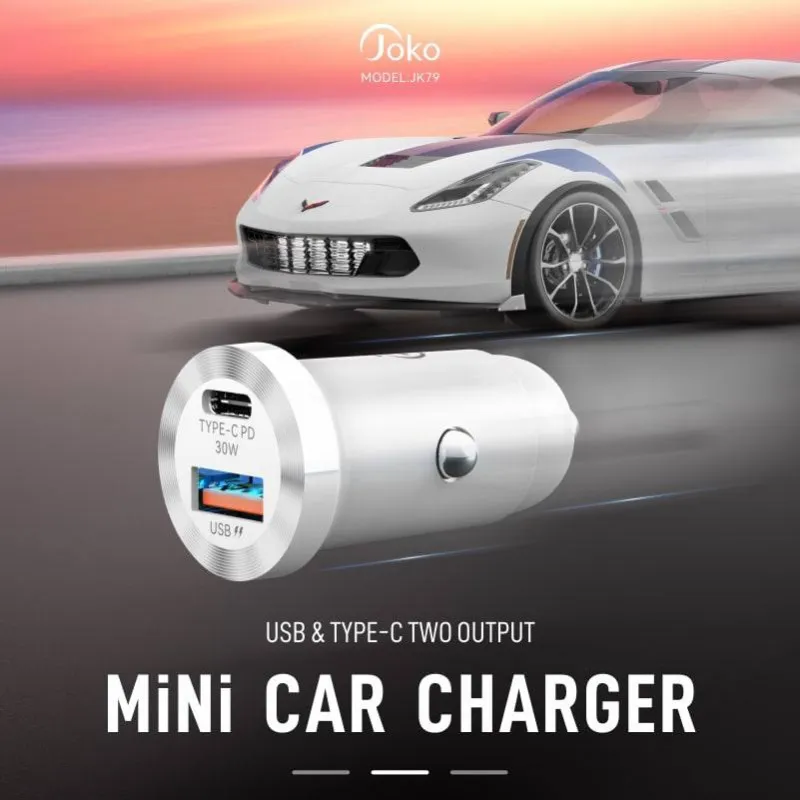 Auto punjac KONFULON JK79, 3A, QC3.0 22.5W, PD 30W crni