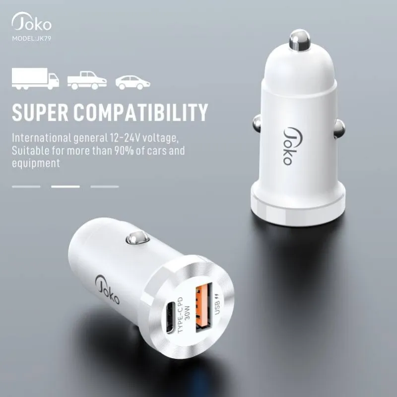 Auto punjac KONFULON JK79, 3A, QC3.0 22.5W, PD 30W crni