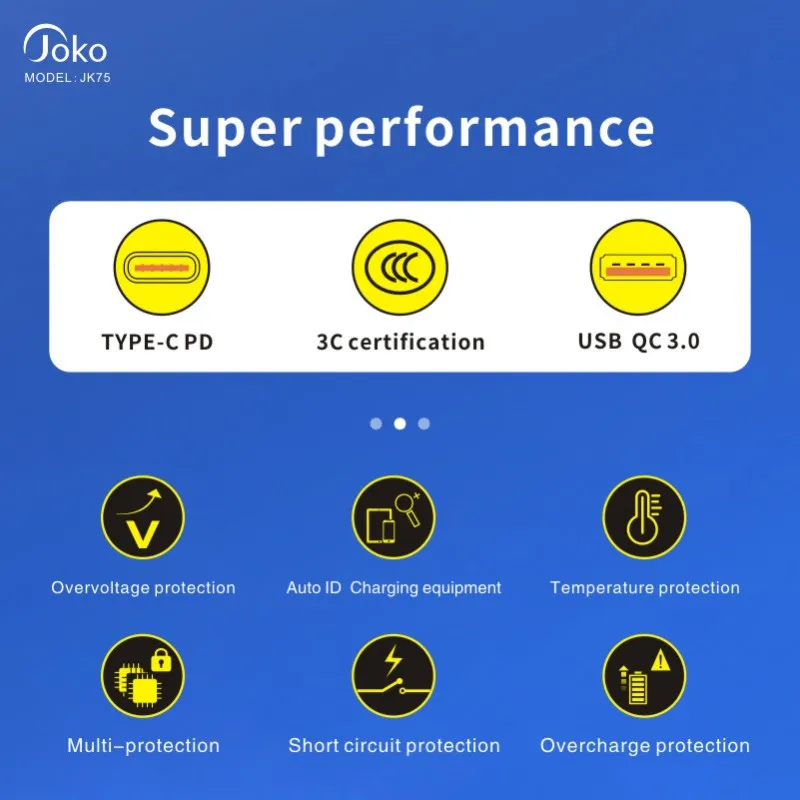 Kucni punjac KONFULON JK75, GaN, QC3.0 18W, PD 20W beli