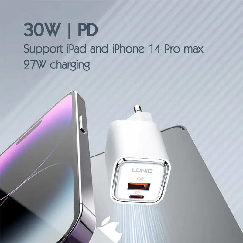 Kucni punjac LDNIO A2317C, 3.6A, QC3.0 18W, PD 30W sa Type C kablom beli
