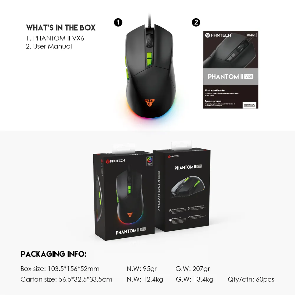 Mis Gaming Fantech VX6 Phantom II crni