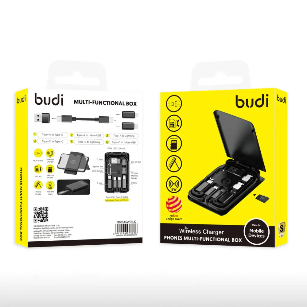 Multifunkcionalni box wireless punjac Budi Magsafe 15W 14 u 1 crni