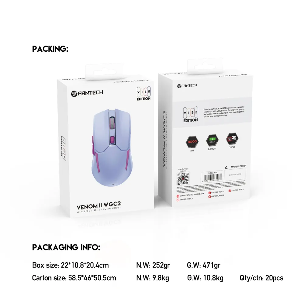 Mis Wireless Gaming Fantech WGC2 Venom II ljubicasti