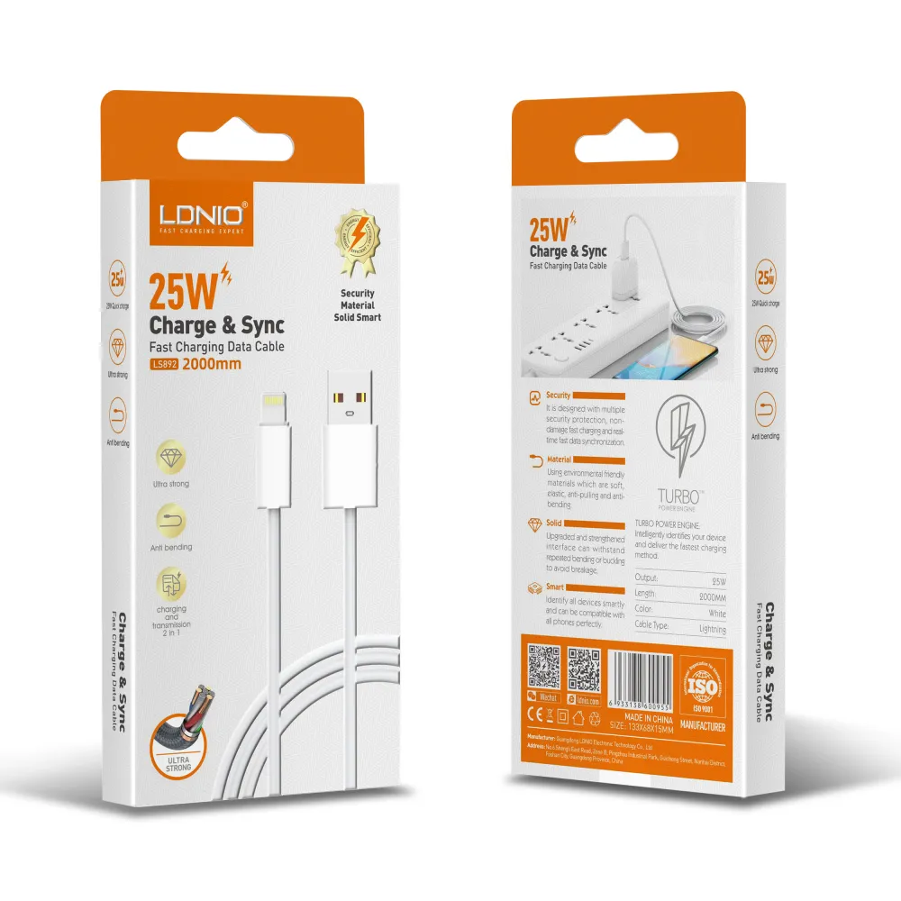 Data kabl LDNIO LS892 25W Fast micro USB 2m beli