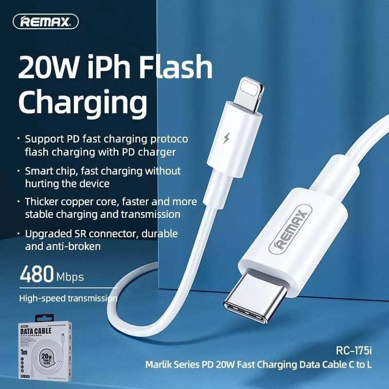 Data kabl REMAX RC-175i PD 20W iPhone Type C na iPhone lightning plavi 1m