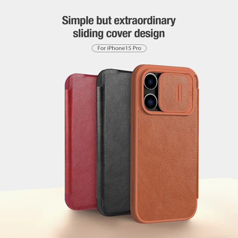 Maska Nillkin Qin Pro za iPhone 15 Pro 6.1 crvena