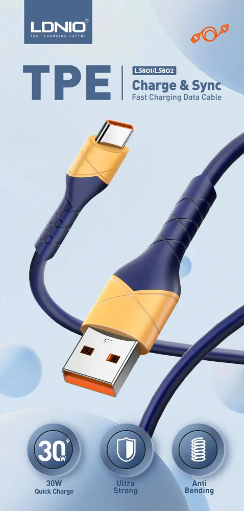 Data kabl Ldnio LS801 30W Fast micro USB beli 1m