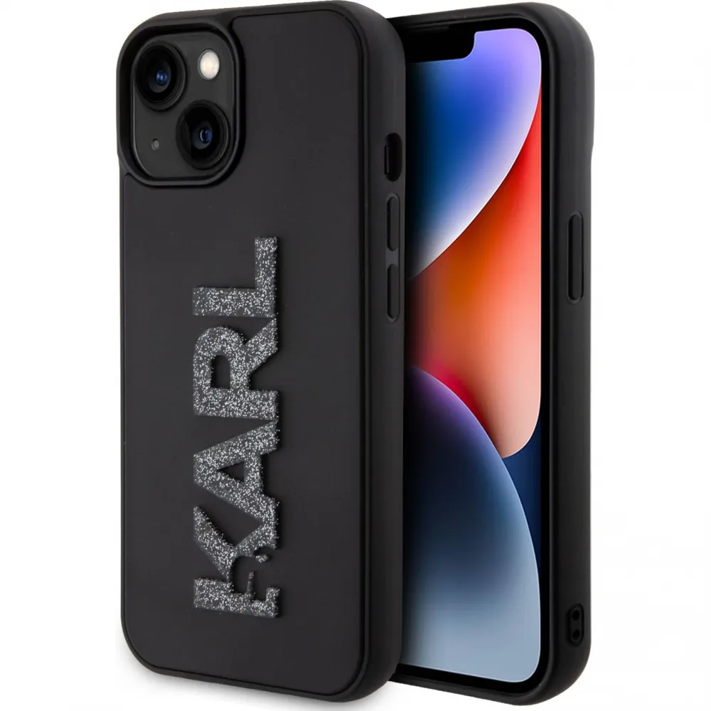Maska Karl Lagerfeld Hc 3D Logo Glitter za iPhone 15 6.1 crna (KLHCP15S3DMBKCK)