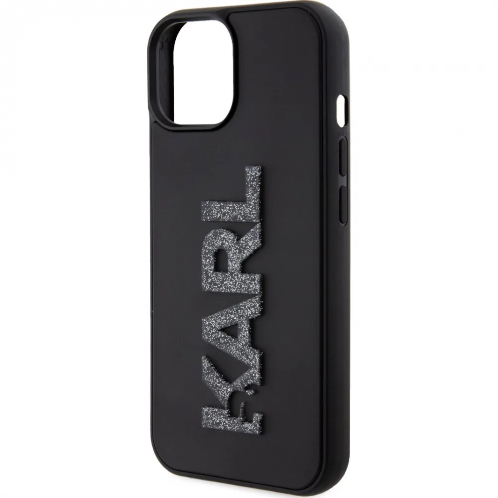 Maska Karl Lagerfeld Hc 3D Logo Glitter za iPhone 15 6.1 crna (KLHCP15S3DMBKCK)