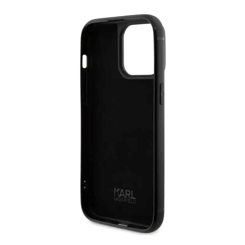 Maska Karl Lagerfeld Hc Rhinestone Metal Plate Logo za iPhone 15 6.1 crna (KLHCP15SHDSPLK)
