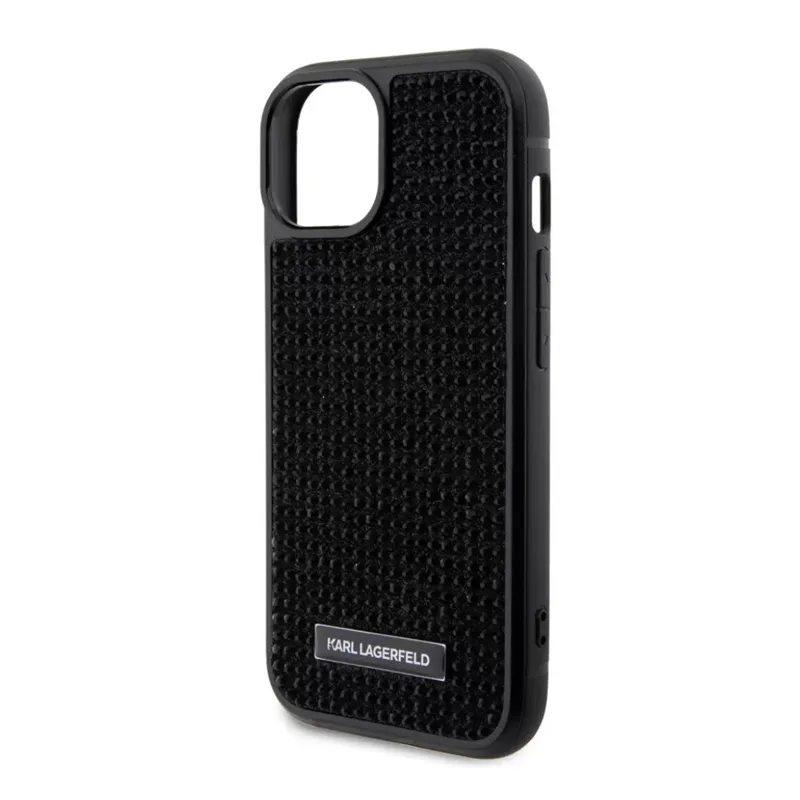 Maska Karl Lagerfeld Hc Rhinestone Metal Plate Logo za iPhone 15 Pro Max 6.7 crna (KLHCP15XHDSPLK)