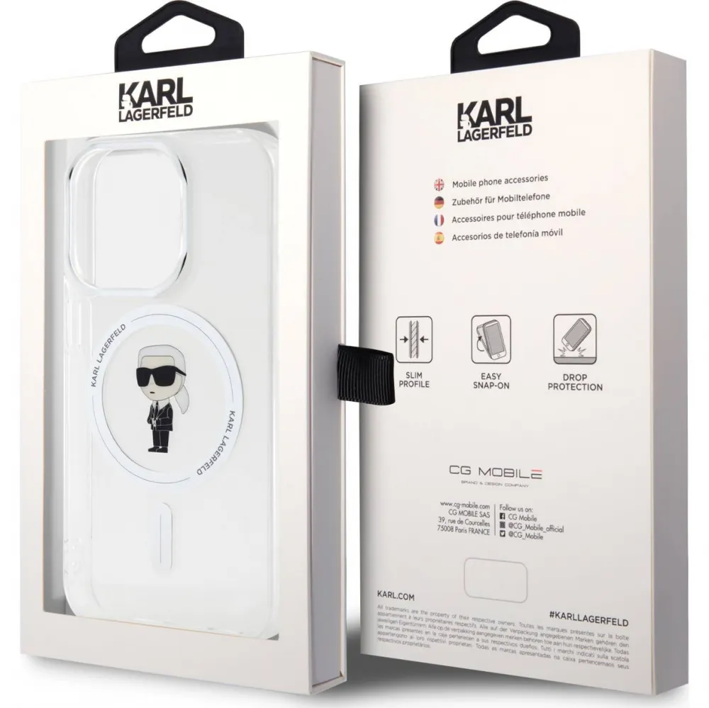 Maska Karl Lagerfeld Hc Magsafe IML Ikonik za iPhone 15 Pro 6.1 transparent (KLHMP15LHFCKNOT)