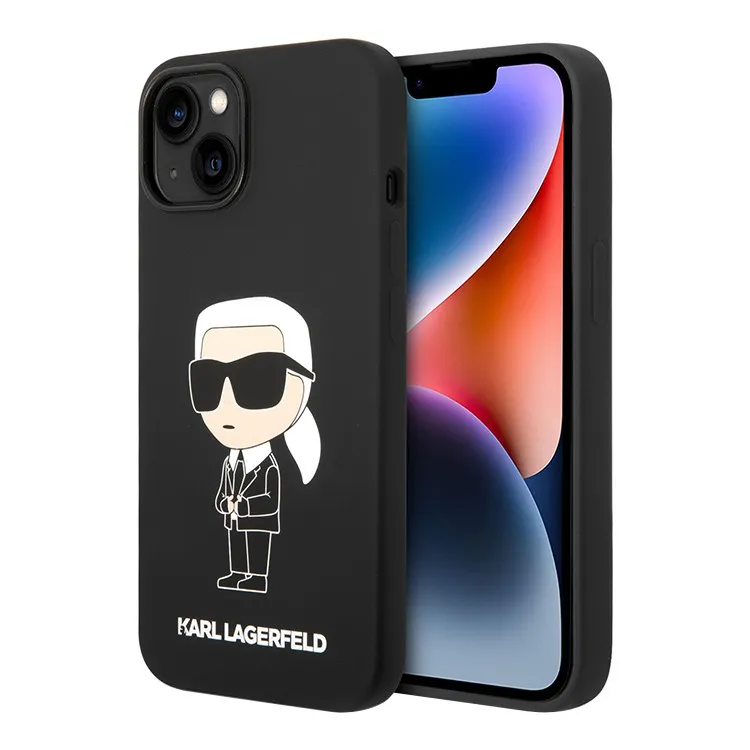 Maska Karl Lagerfeld Hc Silicone NFT Ikonik za iPhone 15 6.1 crna (KLHCP15SSNIKBCK)