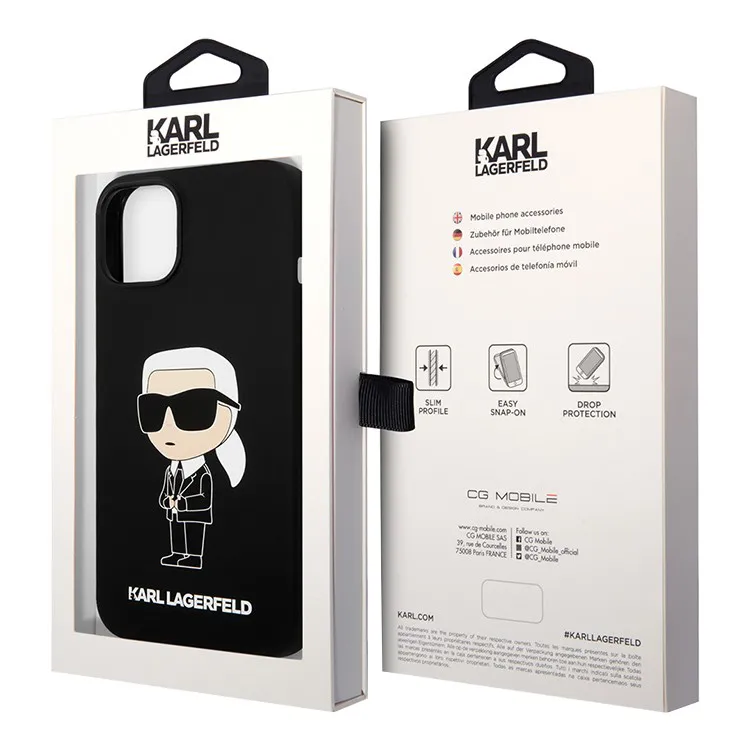 Maska Karl Lagerfeld Hc Silicone NFT Ikonik za iPhone 15 6.1 crna (KLHCP15SSNIKBCK)