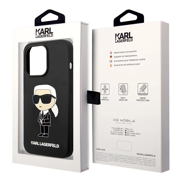 Maska Karl Lagerfeld Hc Silicone NFT Ikonik za iPhone 15 Pro 6.1 crna (KLHCP15LSNIKBCK)