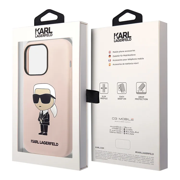 Maska Karl Lagerfeld Hc Silicone NFT Ikonik za iPhone 15 Pro Max 6.7 roze (KLHCP15XSNIKBCP)