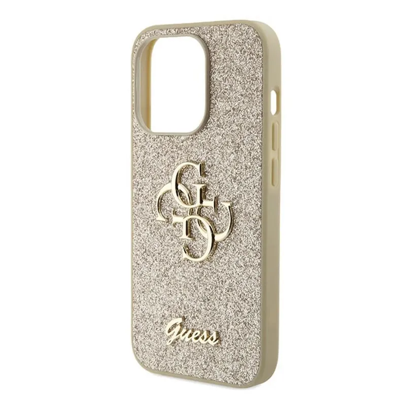 Maska Guess Hc Fixed Glitter 4G Big Metal Logo za iPhone 15 Pro 6.1 zlatna (GUHCP15LHG4SGD)