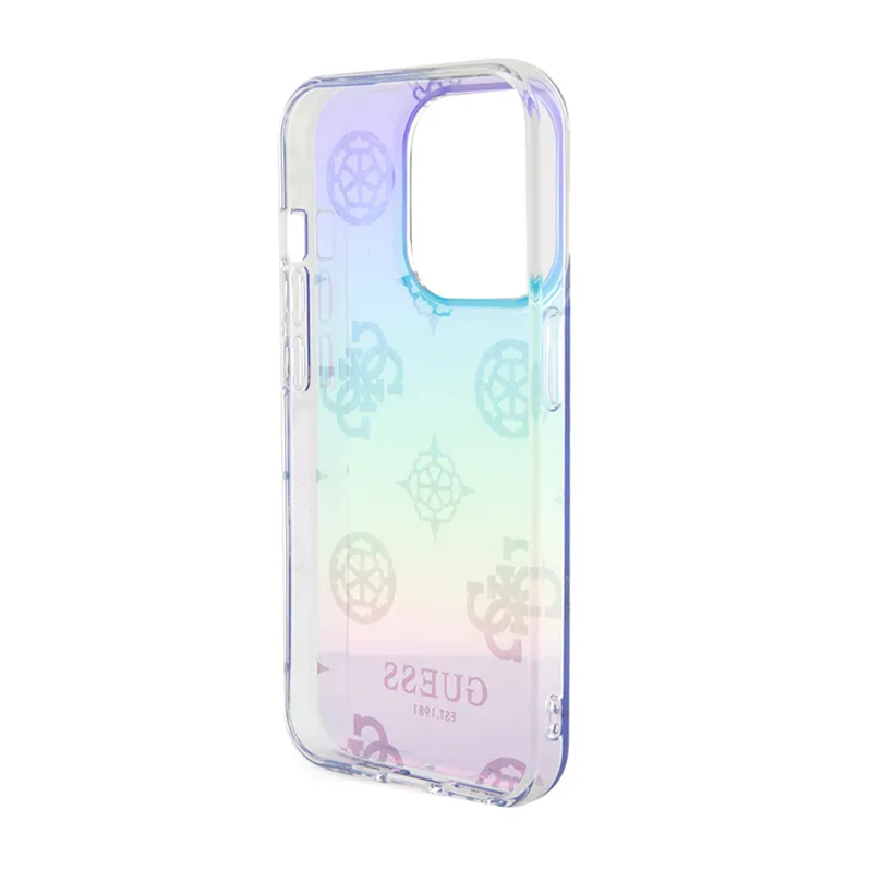 Maska Guess Hc PC TPU Iridescent Glitter Pattern Peony Cordstrap za iPhone 15 Pro 6.1 ljubicasta (GUHCP15LHPELISU)