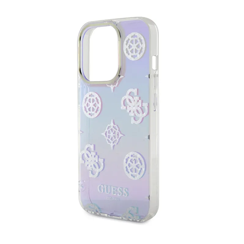 Maska Guess Hc PC TPU Iridescent Glitter Pattern Peony Cordstrap za iPhone 15 Pro 6.1 ljubicasta (GUHCP15LHPELISU)