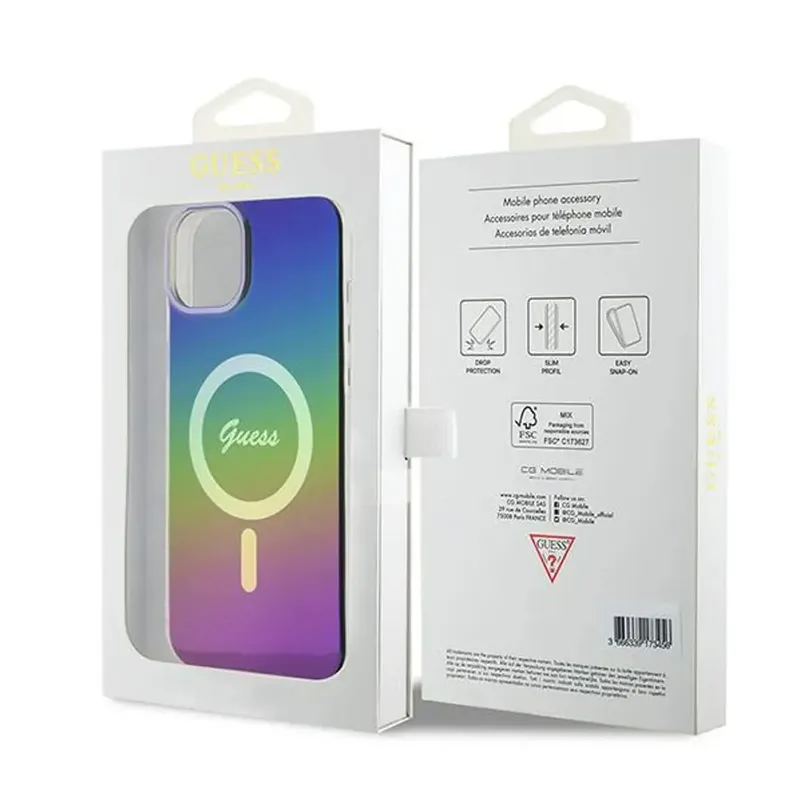 Maska Guess Hc IML Magsafe Iridescent za iPhone 15 6.1 crna (GUHMP15SHITSK)