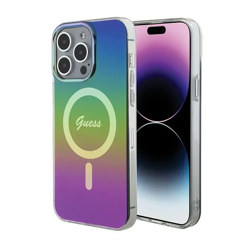 Maska Guess Hc IML Magsafe Iridescent za iPhone 15 Pro 6.1 crna (GUHMP15LHITSK)