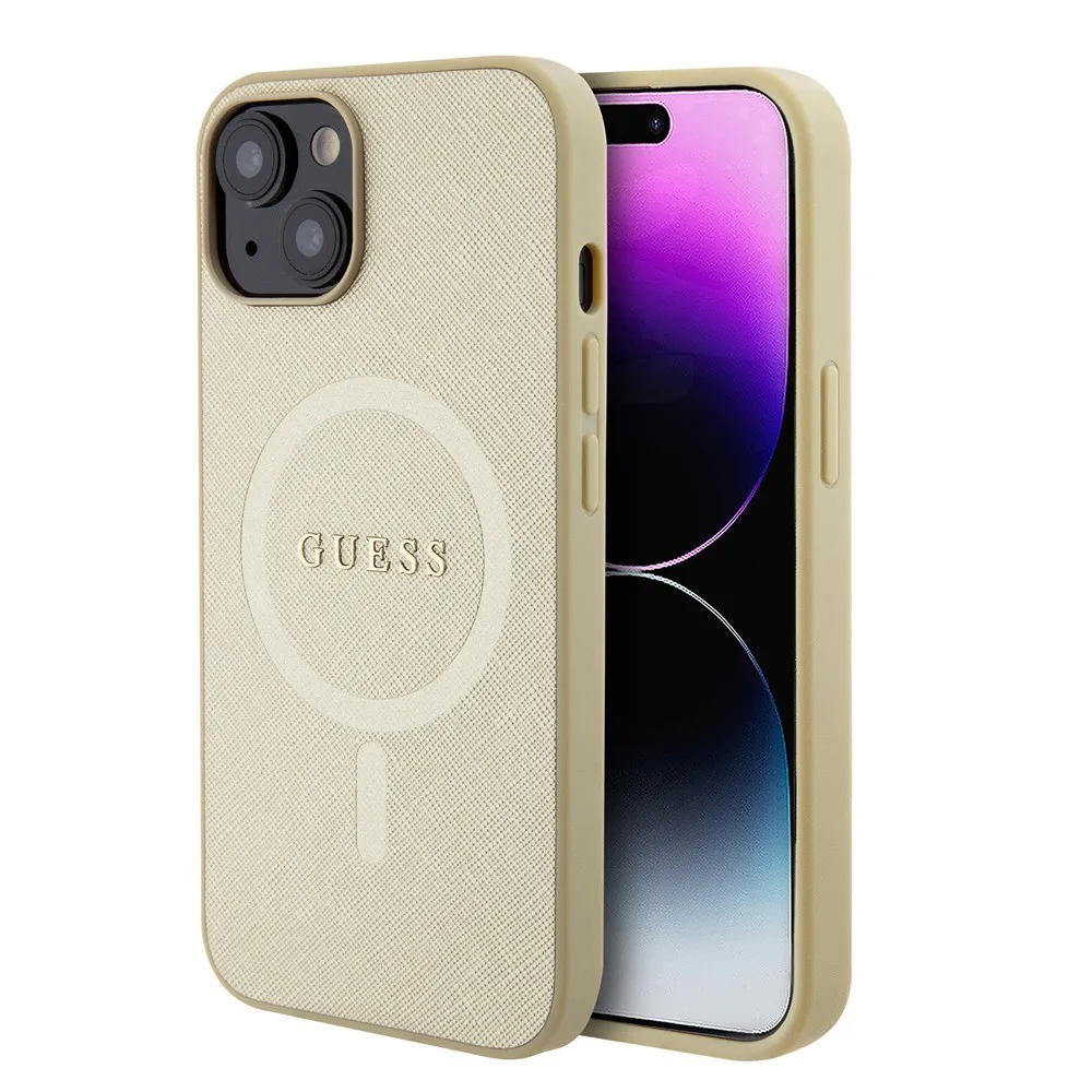 Maska Guess Hc PU Saffiano Magsafe za iPhone 15 6.1 bez (GUHMP15SPSAHMCB)