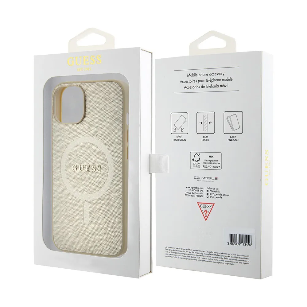 Maska Guess Hc PU Saffiano Magsafe za iPhone 15 6.1 bez (GUHMP15SPSAHMCB)