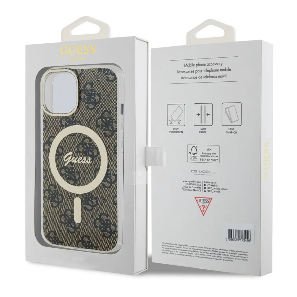 Maska Guess Hc Magsafe IML 4G Pattern za iPhone 15 6.1 braon (GUHMP15SH4STW)