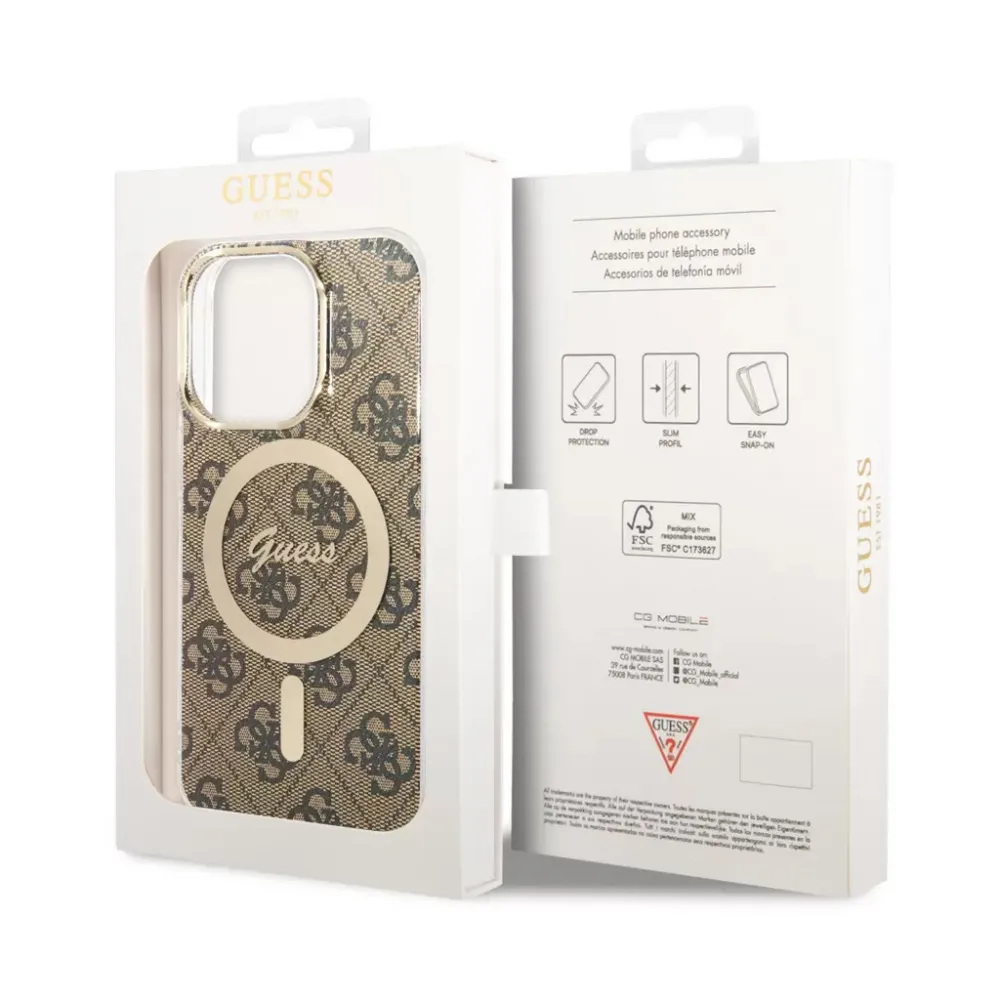 Maska Guess Hc Magsafe IML 4G Pattern za iPhone 15 Pro 6.1 braon (GUHMP15LH4STW)