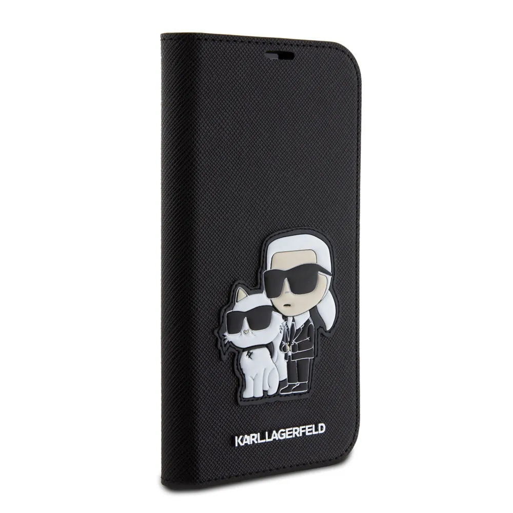 Maska Karl Lagerfeld Saffiano BP Nft Karl&Choupette za iPhone 15 Pro 6.1 crna(KLBKP15LSANKCPK)