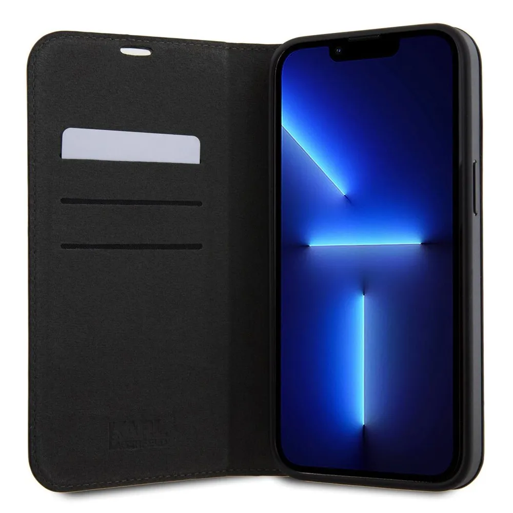 Maska Karl Lagerfeld Saffiano BP Nft Karl&Choupette za iPhone 15 Pro Max 6.7 crna (KLBKP15XSANKCPK)