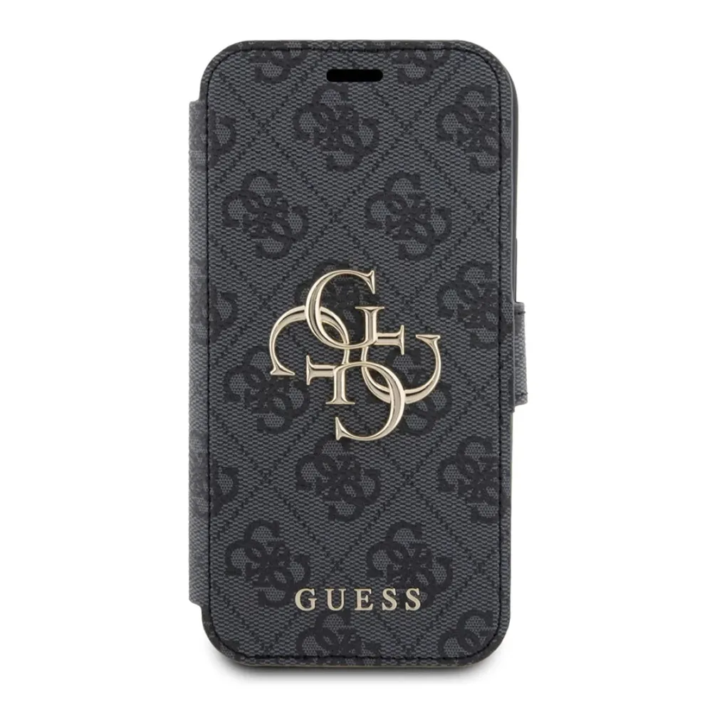 Maska Guess Bk Pu leather 4G Metal Logo za iPhone 15 6.1 siva (GUBKP15S4GMGGR)