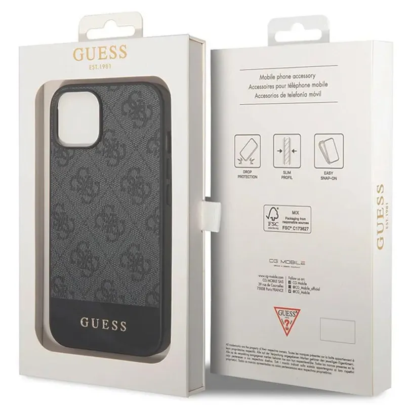 Maska Guess Hc PC/TPU 4G Pu Bottom Stripe za iPhone 15 6.1 siva (GUHCP15SG4GLGR)