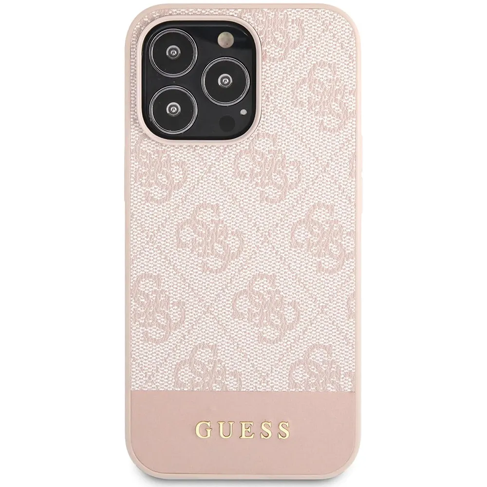 Maska Guess Hc PC/TPU 4G Pu Bottom Stripe za iPhone 15 Pro 6.1 roze (GUHCP15LG4GLPI)