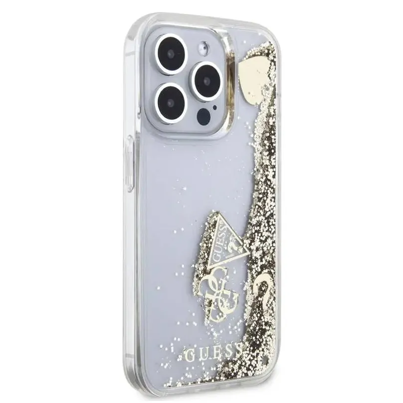 Maska Guess Hc Liquid Glitter Charms za iPhone 15 Pro 6.1 zlatna (GUHCP15LGLHFLGO)