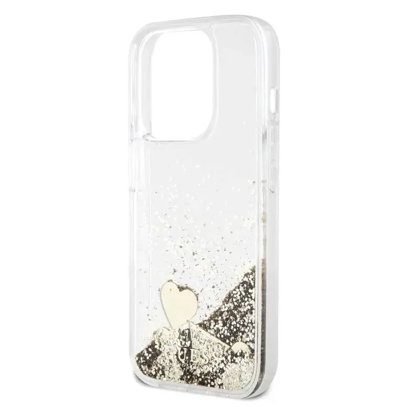 Maska Guess Hc Liquid Glitter Charms za iPhone 15 Pro 6.1 zlatna (GUHCP15LGLHFLGO)