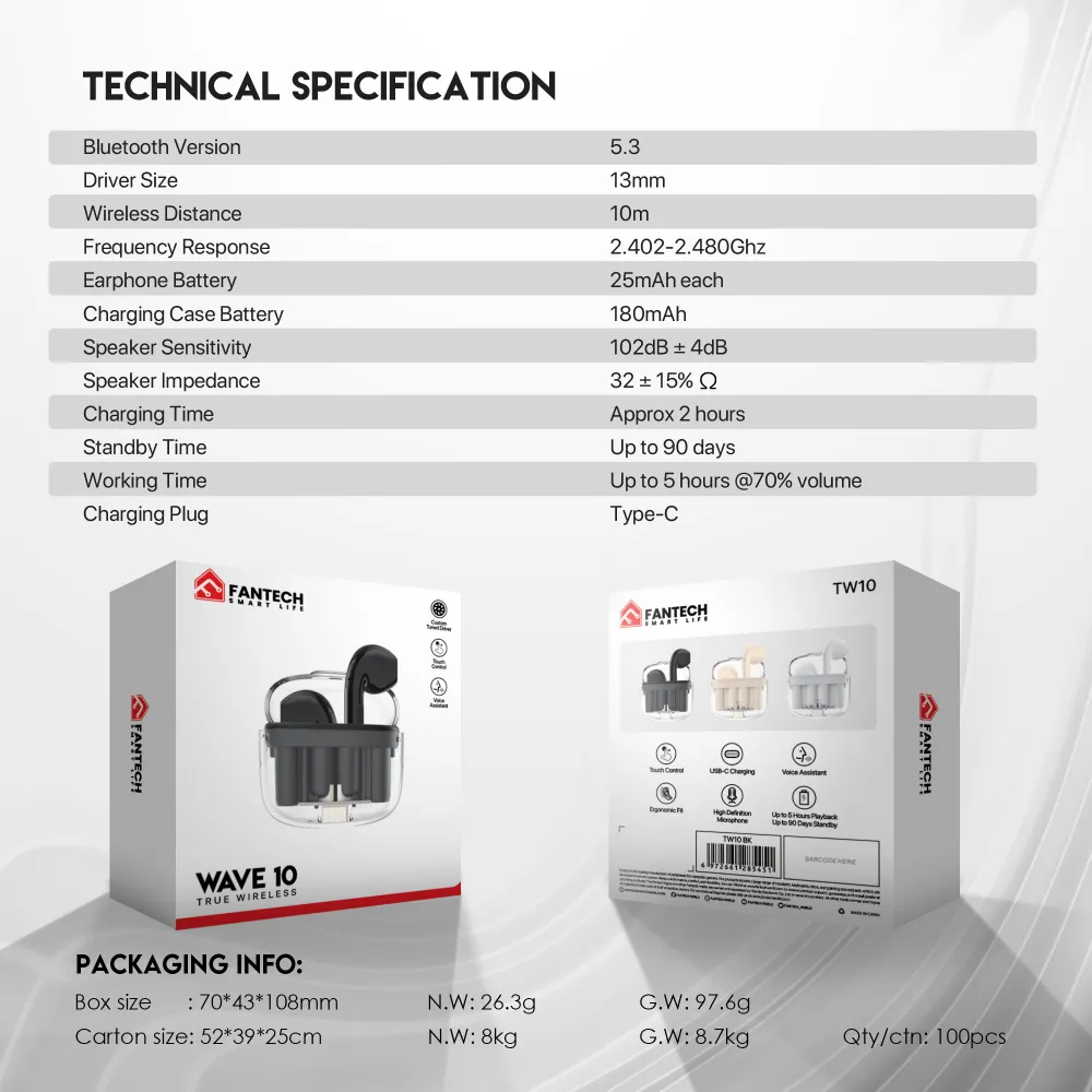 Bluetooth slusalice Fantech Wave 10 bele