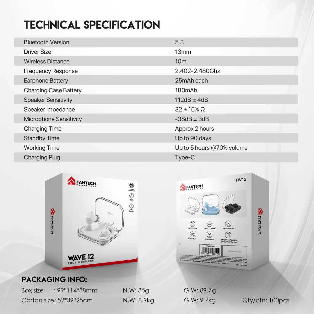 Bluetooth slusalice Fantech Wave 12 bele