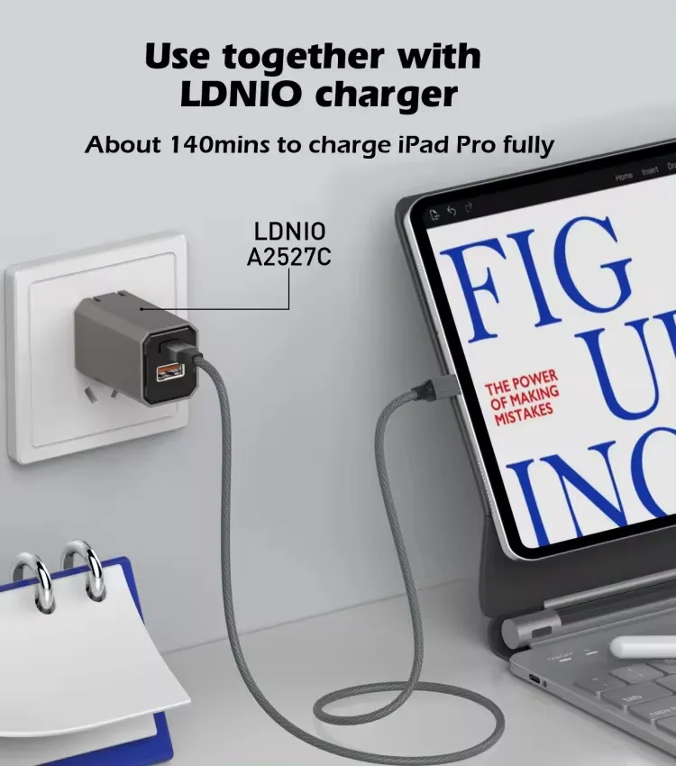 Data kabl LDNIO LC441I 30w, Type C na iPhone lightning sivi 1m