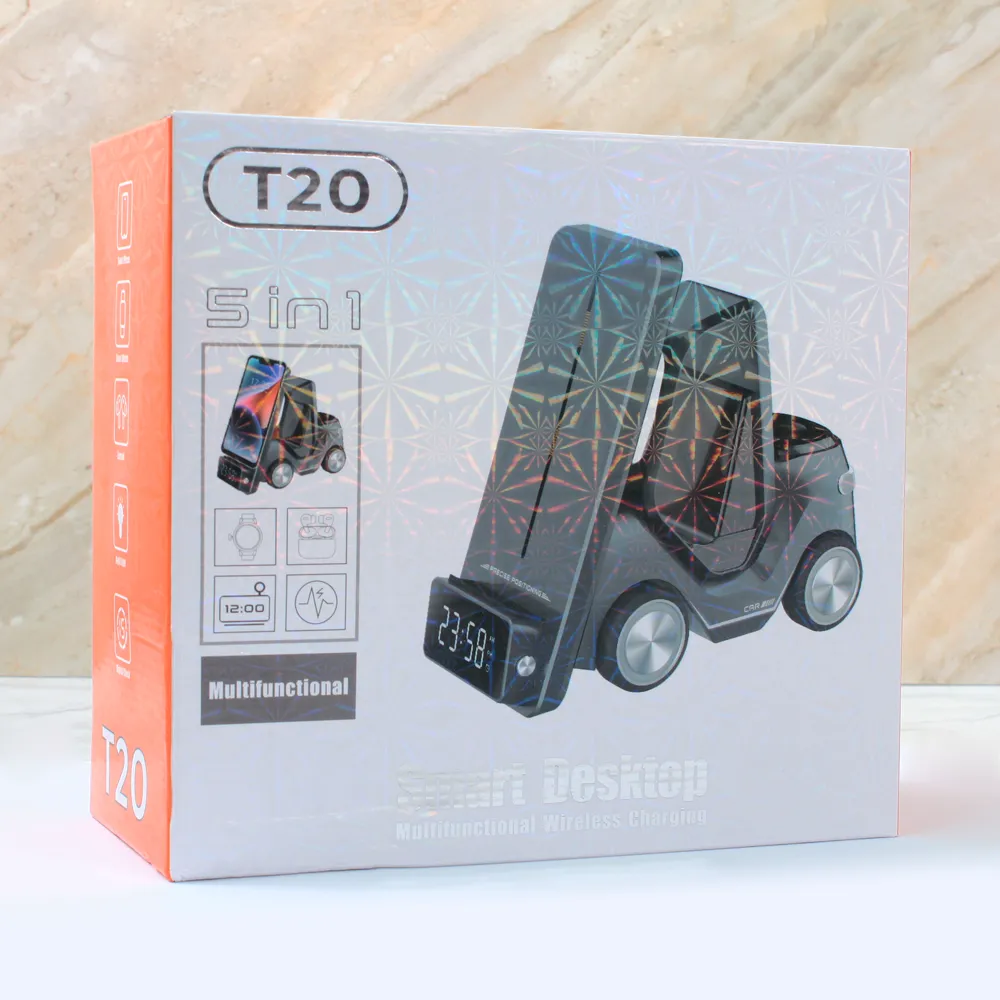 Kucni punjac Wireless 15W Viljuskar 5 u 1 zuti