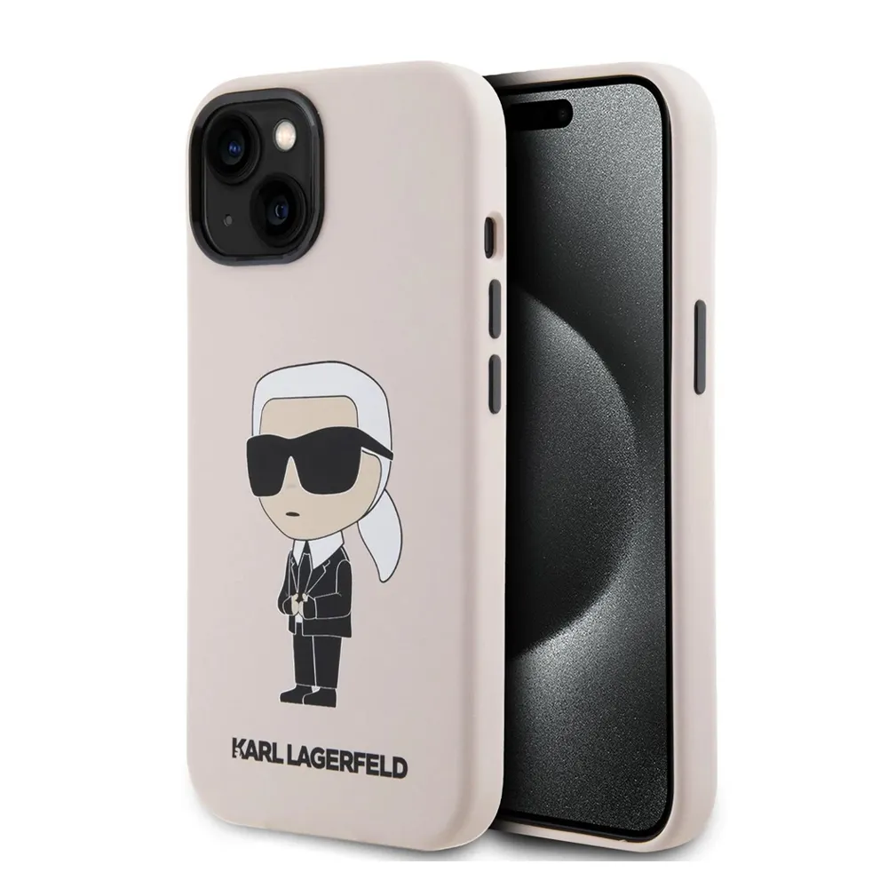 Maska Karl Lagerfeld Hc Silicone NFT Ikonik za iPhone 15 6.1 roze (KLHCP15SSNIKBCP)
